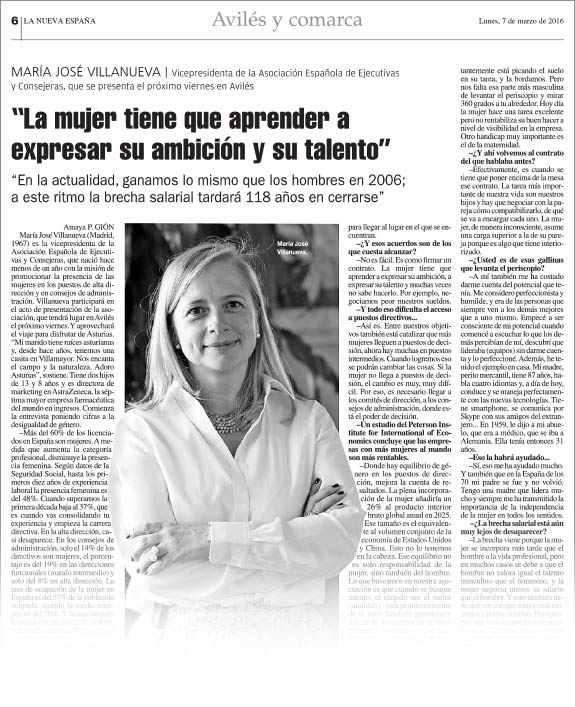 Página Entrevista María José Villanueva La Nueva España
